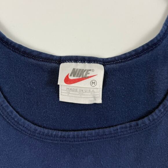 Vintage Nike Swoosh Navy Blue 90s USA Crop Fit Tank Top Workout Gym Size Medium - Picture 5 of 6